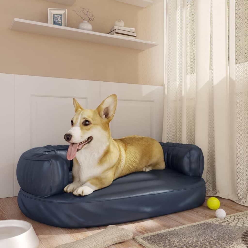 Ergonomisk Hundeseng 60x42 Skum Kunstlæder Mørkeblå 8720286431351