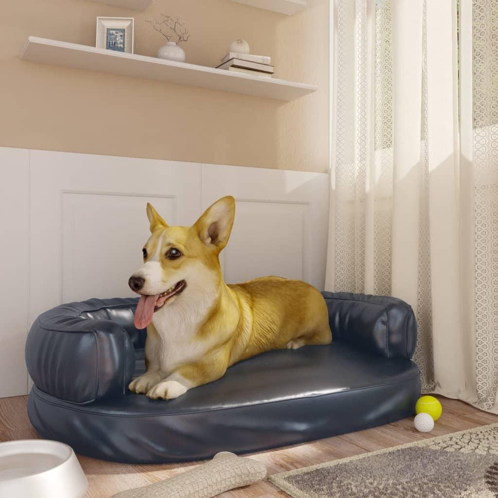 Ergonomisk Hundeseng 75x53 Skum Kunstlæder Mørkeblå 8720286431368