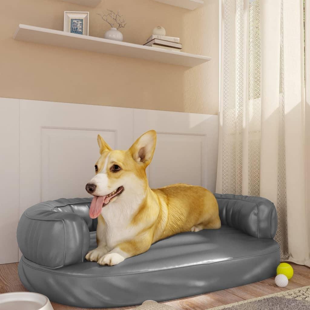 Ergonomisk Hundeseng 75x53 Skum Kunstlæder Grå 8720286431399