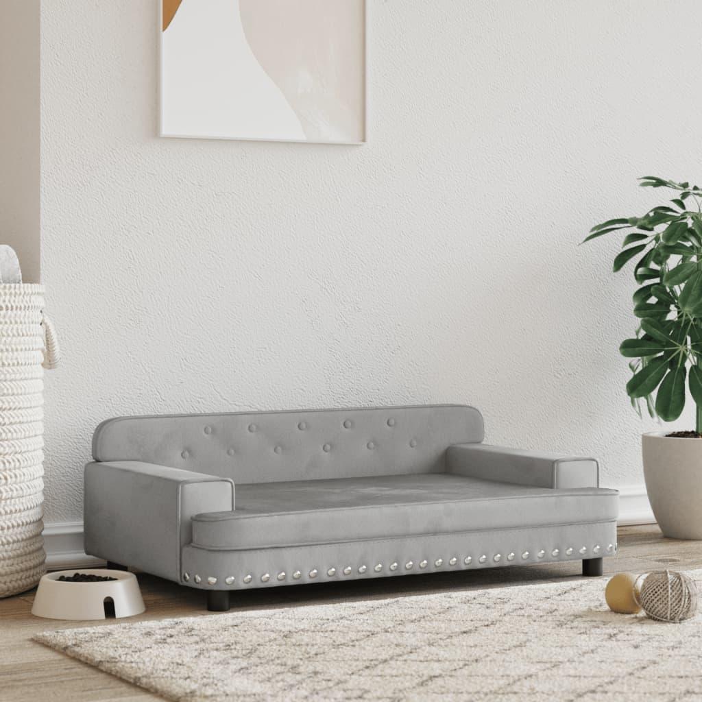 Hundeseng 90x53x30 Velour Lysegrå 8720287218524